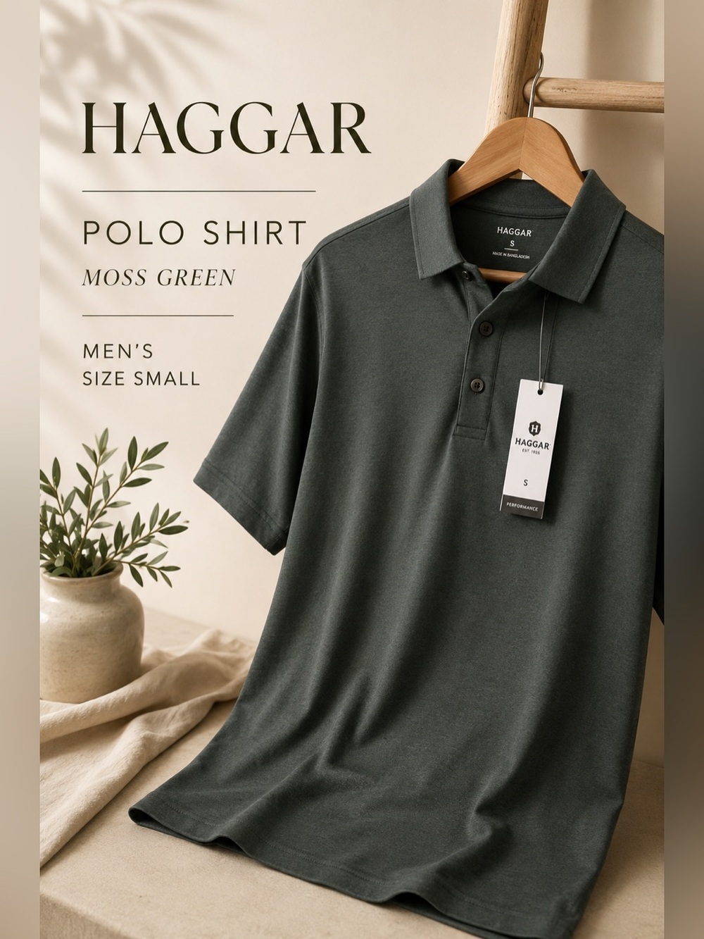 Haggar Men’s Short Sleeve Performance Polo Shirt Size Small